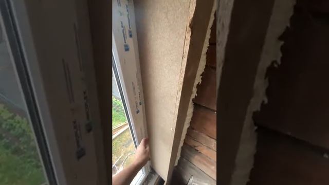 Теплый откос из дсп | монтаж откоса изготовление #строительство #отделка #откосы #окно #дсп #тёплый