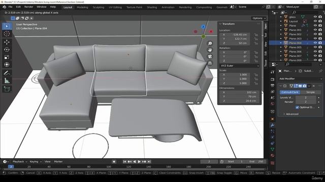 15. Quickly adjusting the Sofa. RENDERING MODERN LIVING ROOM in Blender видео уроки