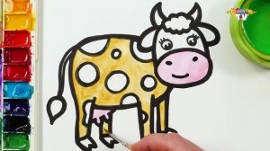 Рисование коровки! Раскраска для детей! Простые рисунки животных