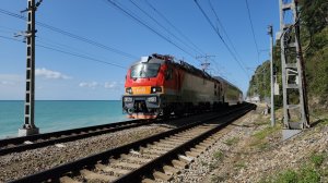 вдоль моря! крайний рейс двухэтажки 101-ого! ЭП20-051 с поездом №101 Москва-Адлер