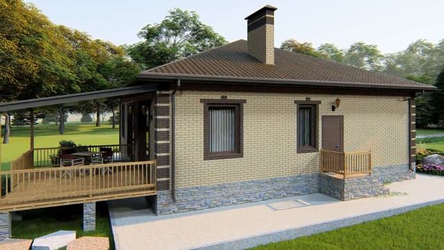 Красивый одноэтажный дом с террасой 112 кв.м. смотреть онлайн