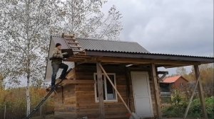 Строительство бани 4*4 с верандой . Установка печи. #строительство #баня