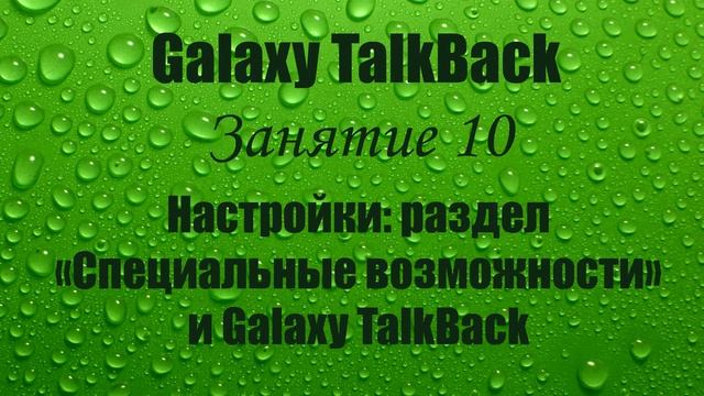 Galaxy TalkBack. Занятие 10. Настройки: раздел «Специальные возможности» и Galaxy TalkBack.