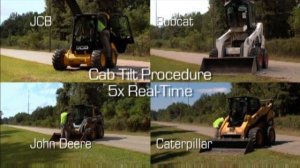 Процесс наклона кабины мини-погрузчика