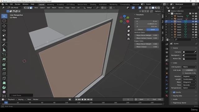 07. Building the window frame. RENDERING MODERN LIVING ROOM in Blender видео уроки