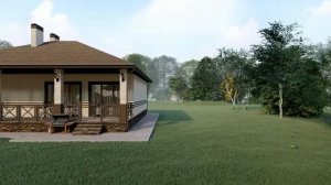 Проект одноэтажного дома 10х10 с большой террасой 80 кв.м. | SketchUp + Lumion 8