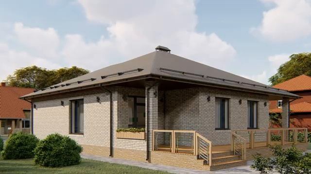 Проект дома с тремя спальнями и гаражом 133 кв.м. | SketchUp + Lumion 8 смотреть онлайн