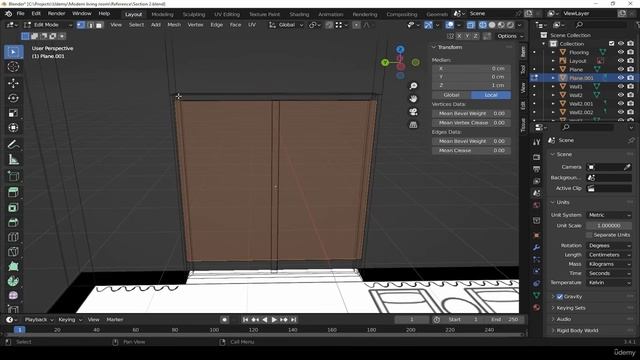 08. Creating the window glass. RENDERING MODERN LIVING ROOM in Blender видео уроки