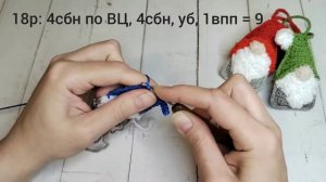 Плоская ёлочная игрушка (брелок, гирлянда). ГНОМ. Новогодние игрушки крючком