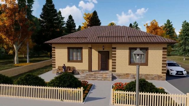 Проект красивого одноэтажного дома 92 кв.м. | SketchUp + Lumion смотреть онлайн