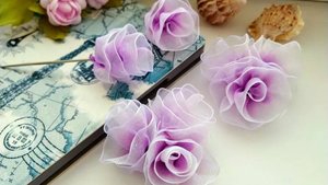Воздушные розочки из органзы 2,5см. Новый способ/ DIY Organza Roses