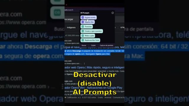 Aprende a desactivar / activar AI Prompts en Opera y Opera GX.