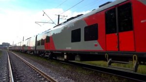 Тепловоз ТЭП70БС-323 с электропоездом ЭС1П-031 "Ласточка-Премиум" экспресс "Муравьёво - Москва"