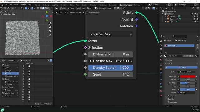 13. Distribute Points On Faces. BLENDER GEOMETRY NODES LEARNING