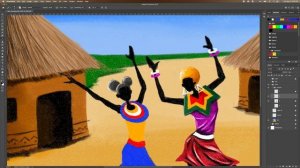 How to Draw African Art in Photoshop I Digital Painting Process In 1 Minute I Ban Piende