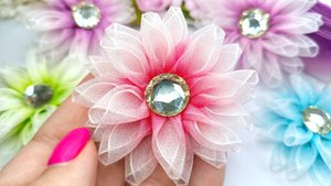 Небольшие бантики из органзы-градиент 2,5см / Gradient organza bows 2,5cm