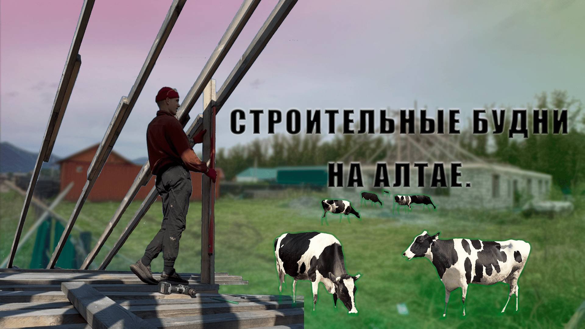ДЕЛАЮ ПОДПОРКИ ПОД СТРОПИЛА. КОРОВКИ ПРИШЛИ В ГОСТИ. Будни со стройки на Алтае.