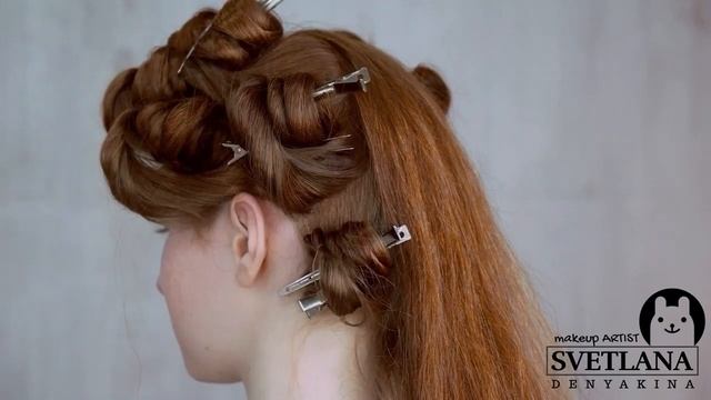 Укладка - объемные локоны на длинные волосы.Без начеса! В технике жгут.Плойка 28мм.Урок№189