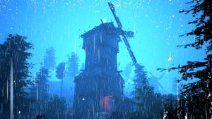 Звуки сильного дождя на мельнице в горах для сна - 5 часов