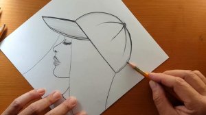 Disegno facile della ragazza del cappello | Come disegnare una bella ragazza con un cappello