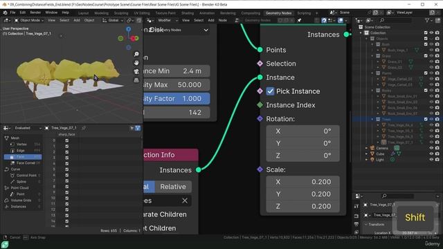 20. Low Poly Trees & Boulders. BLENDER GEOMETRY NODES LEARNING