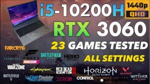 Ноутбук RTX 3060 + i5 10200H тест 23 игры с разными настройками _ 1440p _ 2K Benchmark