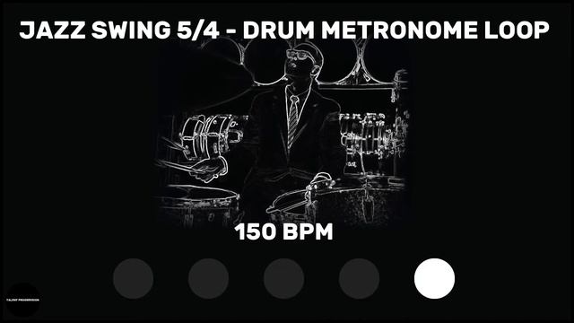 Jazz Swing 5/4 | Drum Metronome Loop | 150 BPM смотреть онлайн