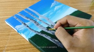 🌳красивая березка!! расслабляющая картина акрилом (Смотрите и делайте 86)