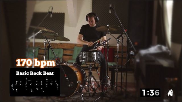 170 bpm Basic Rock Beat (drums only) смотреть онлайн