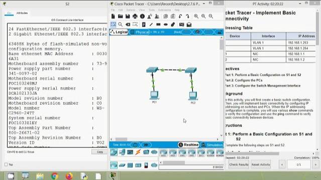 2.7.6 Packet Tracer - Implement Basic Connectivity