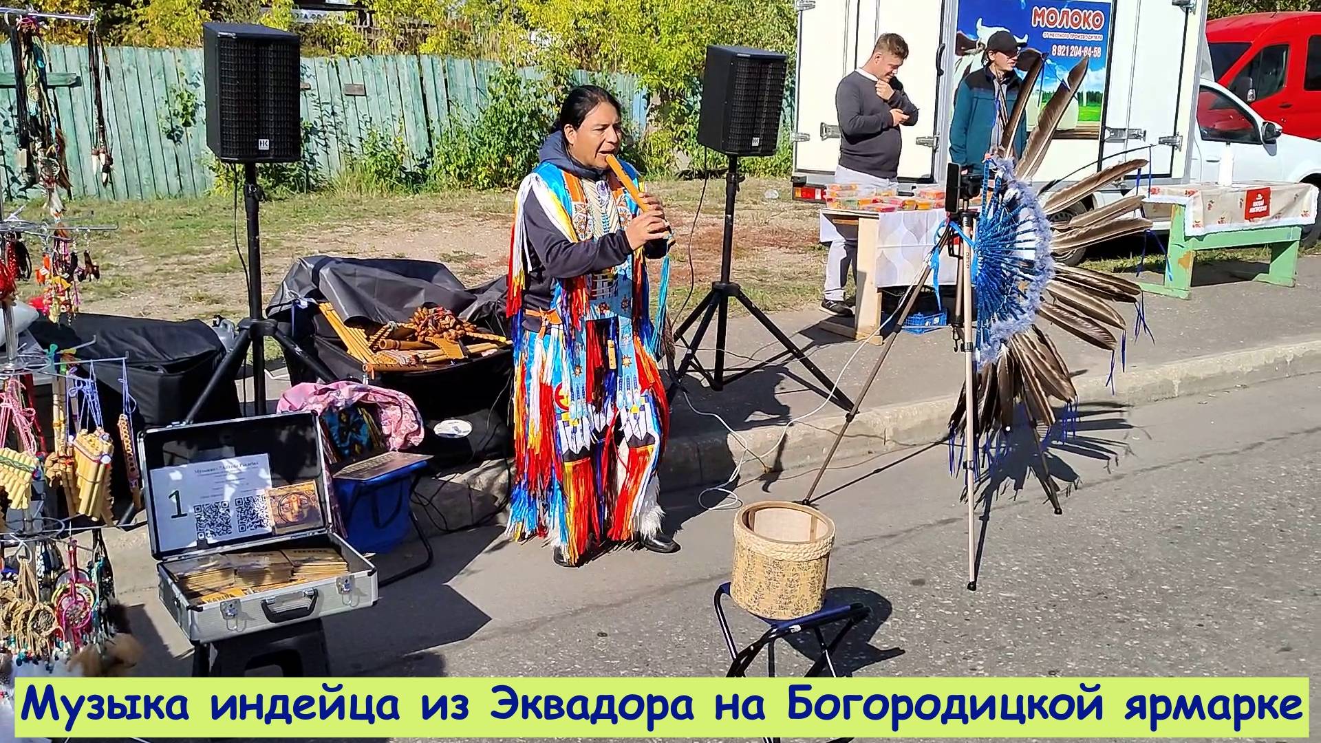 Музыка индейца из Эквадора на Богородицкой ярмарке. День города в Окуловке
