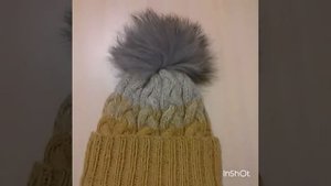 Шапка с косами, градиентом и с отворотом. Вязание спицами.