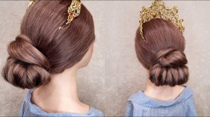 Красивый низкий пучок на длинные волосы на любой случай в 2024