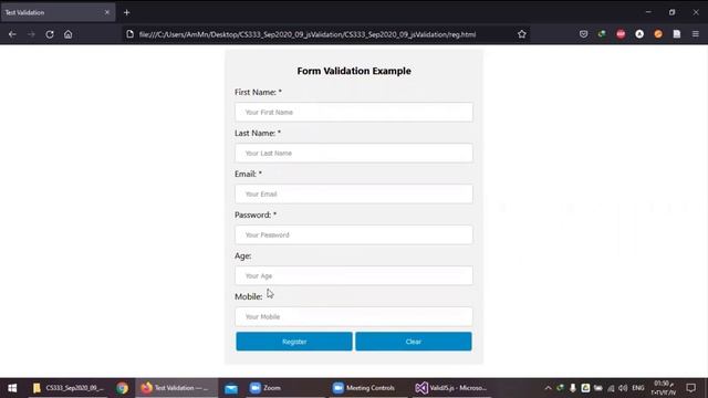 Validation Web Forms With Java Script?Java Script Code ?شرح بالعربي