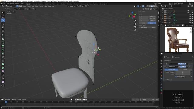 016. Modeling the Back of the Dining Chair in BLENDER Victorian Room