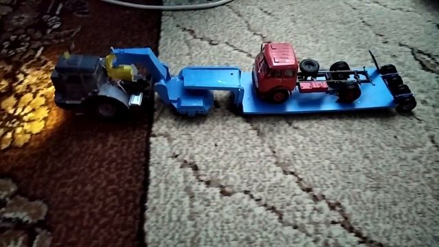 Прицеп для МОАЗ. Прицеп для транспортировки полуприцепов. 1:43.