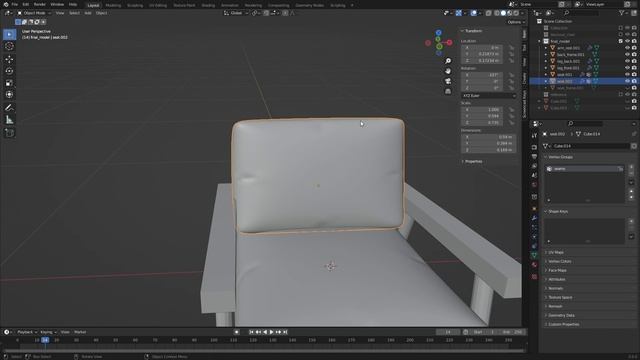 08 - 3D Model - Backrest - Create furniture in blender видео уроки