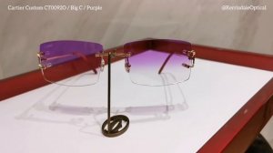 Custom Cartier Sunglasses:  CT0092O / Big C / Purple lenses