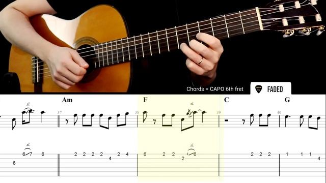 FADED | Guitar Tabs | Tutorial | Alan Walker