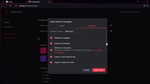 Como limpar os dados de navegação do OPERA GX