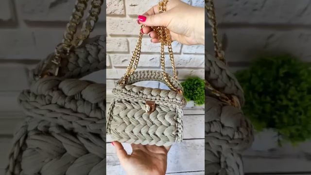 Сумка Зефирка из трикотажной пряжи 💚 #вязанаясумка#сумказефирка#сумкаизтрикотажнойпряжи#сумкакрым