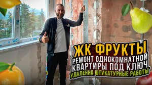 Ремонт евродвушки ЖК Фрукты под ключ удаленно в Сочи. Возведение стен, штукатурные работы.