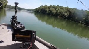 Trolling for short crappie at Laurel Hill Lake using a Trout Magnet and a 1/32 ounce Fin Spin.