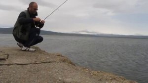 Perch light spinning on lake Volvi, Greece