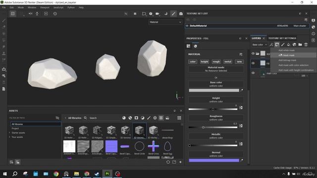 14. Texturing the rocks. GHIBLI STYLE 3D MODELING with Blender