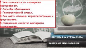 ВЫСШАЯ математика.11.4.Векторное произведение.Площадь параллелограмма, построенного на двух векторах