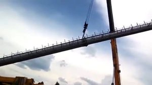 Автокран. Установка трубы 33м, тульская трасса, Калуга