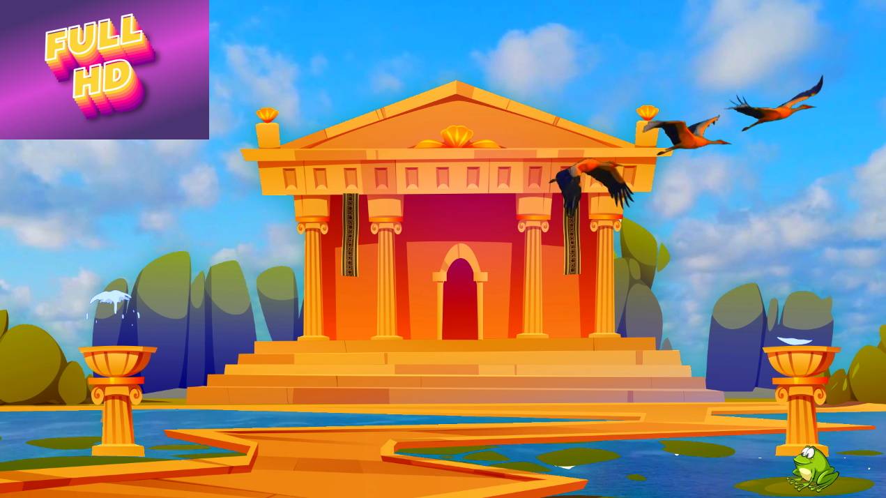 Анимационный фон "Древний храм". Cartoon background "Ancient temple".