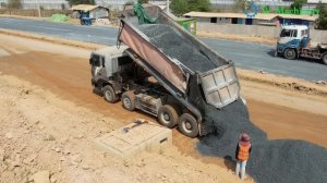 Nice Activities Operator Dozer Spreading Gravel Building New Roads | Dump Truck Dumping Gravel