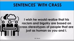 CRASS # Improve English # Meaning and 5 sentences # GRE CAT GMAT word # SSC Words